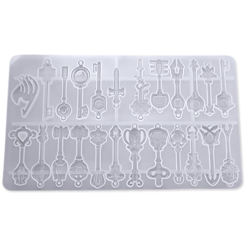 COLORBIRD シリコンモールド 鍵 24種類 レジン シリコン モールド オルゴナイト uvレジン アロマストーン 石膏 手作り 石鹸 キャンドル 樹脂 粘土 シリコン型 型 型抜き 抜き型 キット 道具 ハン