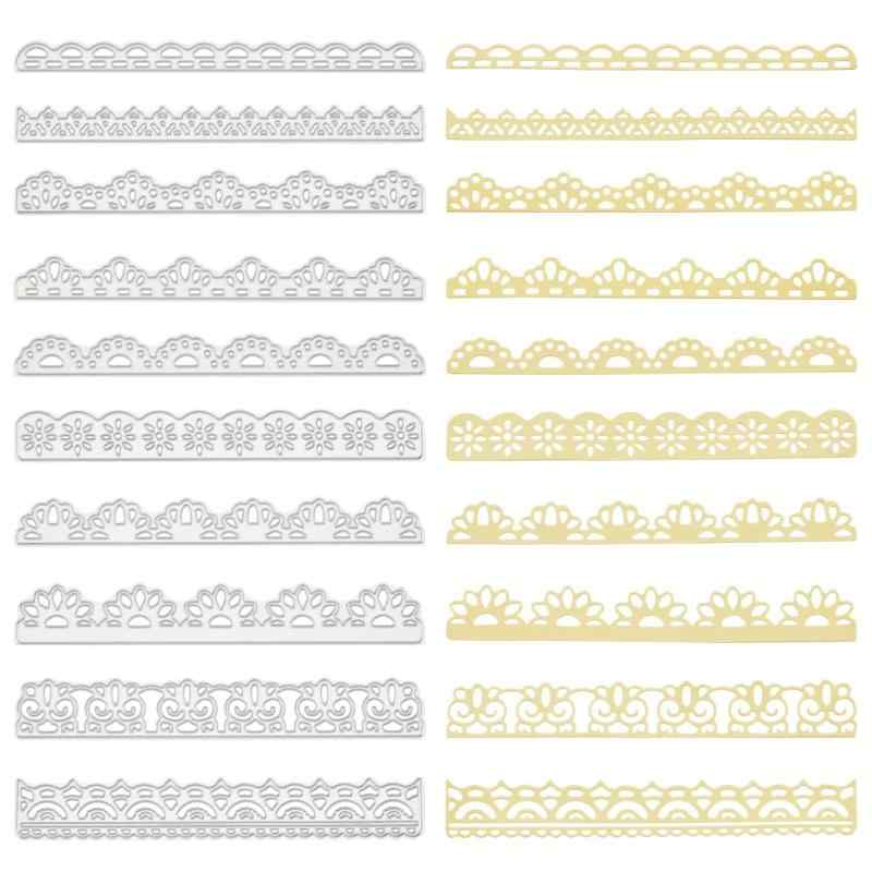 BENECREAT 10枚 カッティングダイ レース柄 ステンレス鋼製 ステンシル スクラップブック カードエッジ..