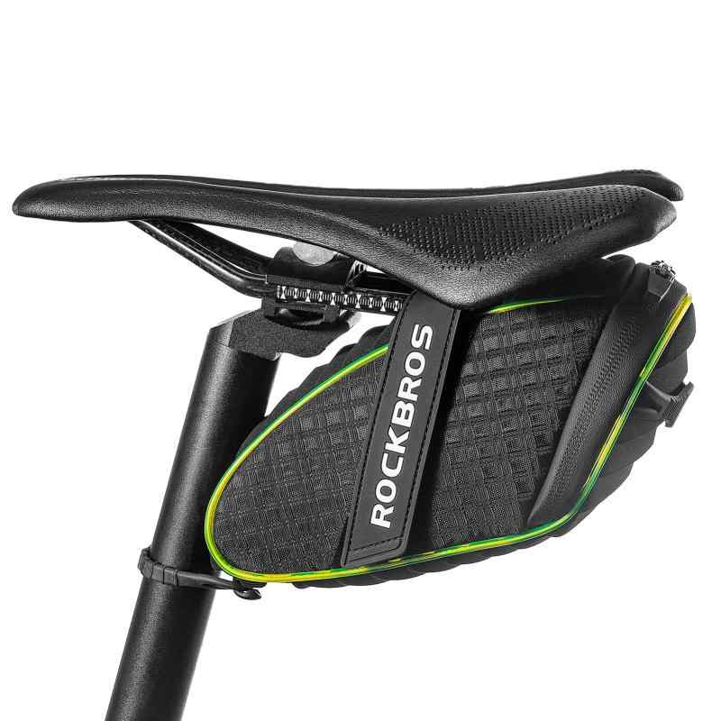 ROCKBROS(ロックブロス)サドルバッグ 自転車 バッグ フレームバッグ 防水 1L 大容量 3Dシェル 反射付き 取り付け簡単 クロスバイク MTB サイクリング