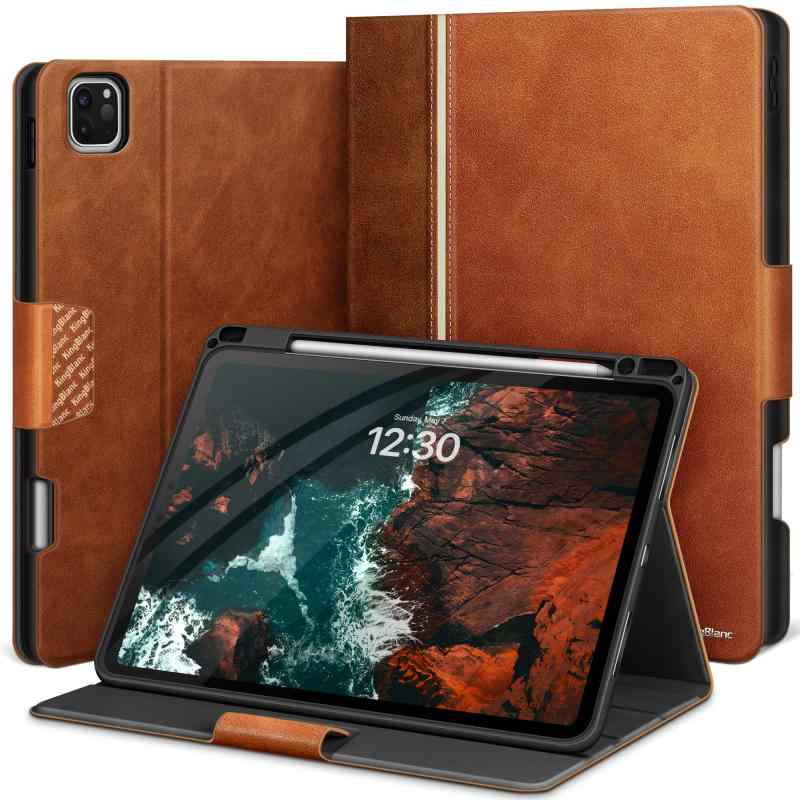KingBlanc iPad Pro 11インチ ケース（M5/M4、2025/2024） 専用 手帳型 ペン収納可 Apple Pencil Pro/USB-C対応 オートスリープ ペンシルホルダー付き 高級PUレザー製 絵描き角度 全面保護 耐衝撃
