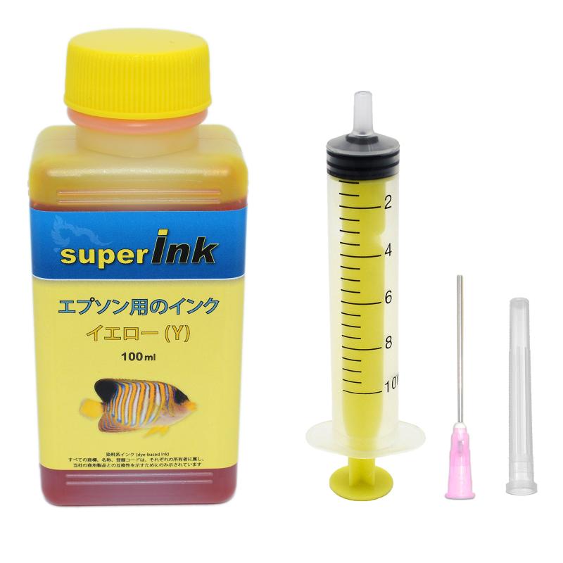 エプソン （EPSON）用 （染料） 詰め替え 互換インク superInk（全機種対応） + 手袋 + 10ml注入器 + 針 + キャップ