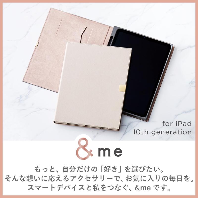 エレコム iPad 第10世代 フラップケース ソフトレザー &amp;me Apple Pencil収納 フリーアングル グレージュ TB-A23RWVJMGB
