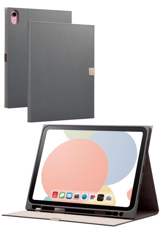 エレコム iPad 第10世代 フラップケース ソフトレザー &amp;me Apple Pencil収納 フリーアングル グレージュ TB-A23RWVJMGB