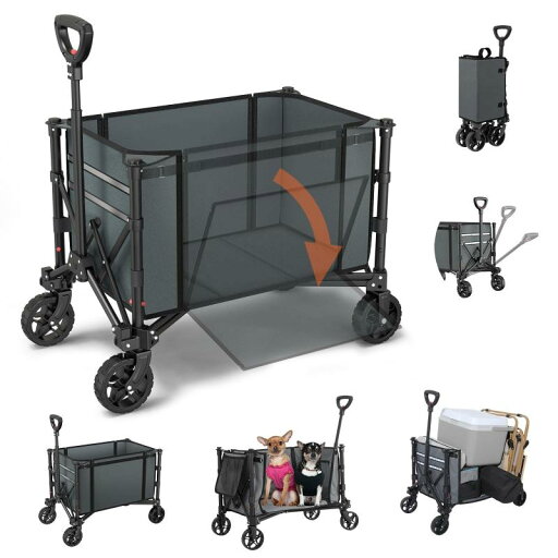 Housolution キャリーワゴン 大容量120L 耐荷重100kg アウトドアワゴン 折り畳み式キャンプカート ワンタッチ収束式 自立収納 静音 キャンプ/砂浜/釣り/引越し/買い物/ゴミ出し 収納カバー付き Housolution キャリーワゴン 大容量120L 耐荷重100kg アウトドアワゴン 折り畳み式キャンプカート ワンタッチ収束式 自立収納 静音 キャンプ/砂浜/釣り/引越し/買い物/ゴミ出し 収納カバー付き