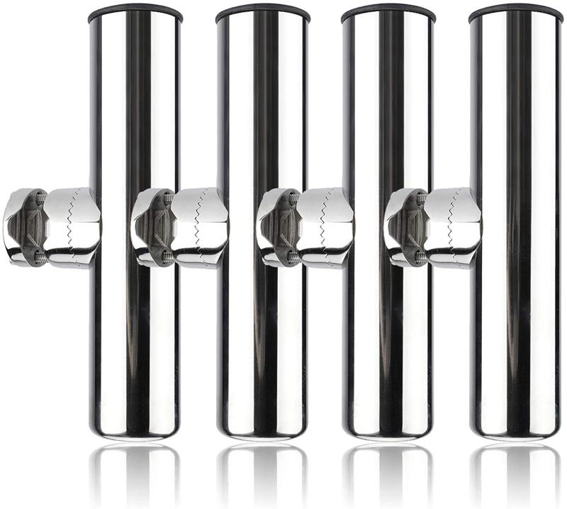 Amarine-made ステンレス製 船竿置き クランプオンロッドホルダー 4個セット 角度調節可能 六角レンチ付き