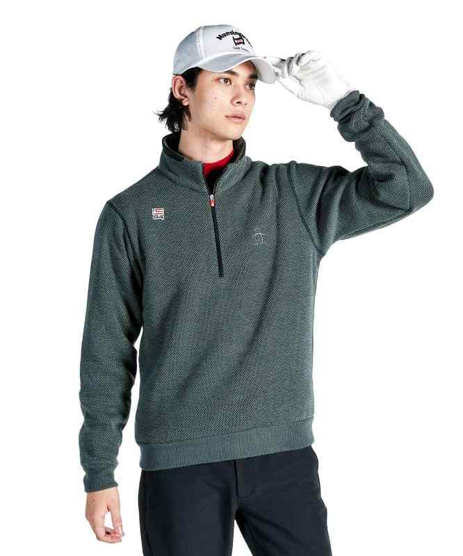 [マンシングウェア] カットソーハーフジップ ペンギン刺繍 吸湿発熱 保温 裏起毛 ゴルフ MG4FSW22Mメンズ