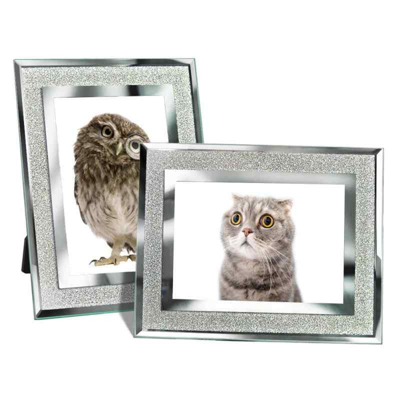 フォトフレーム ガラス 写真立て おしゃれ a4・2L判・ハガキ サイズ キラキラ 縦横兼用 額縁