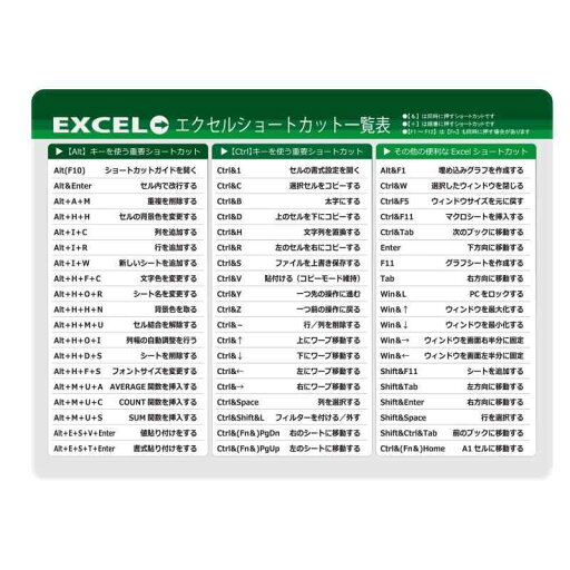 【40×30cmの大判仕様】 EXCEL ショートカットキー 大判マウスパッド デスクマット 早見表 400×300mm 【40×30cmの大判仕様】 EXCEL ショートカットキー 大判マウスパッド デスクマット 早見表 400×300mm