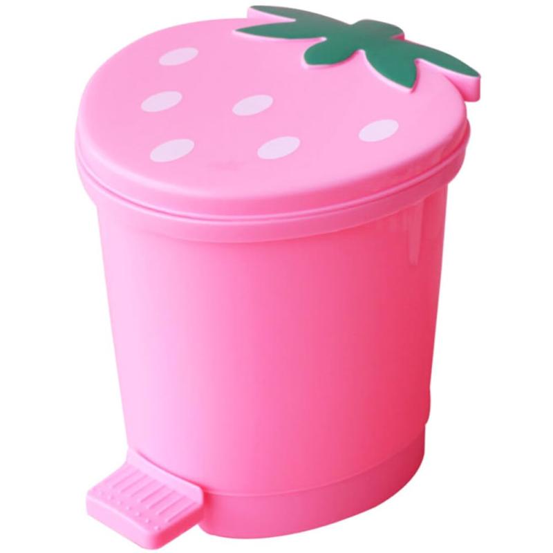 NUOLUX ミニゴミ箱 イチゴ ゴミ箱 缶 小 ダストボックス 収納バケツ ふた付き 卓上 車用 トラッシュボックスチック ゴミ バケツ 蓋付き ミニ 家庭用 オフィス用 防水 防臭 おしゃれ ピンク オ