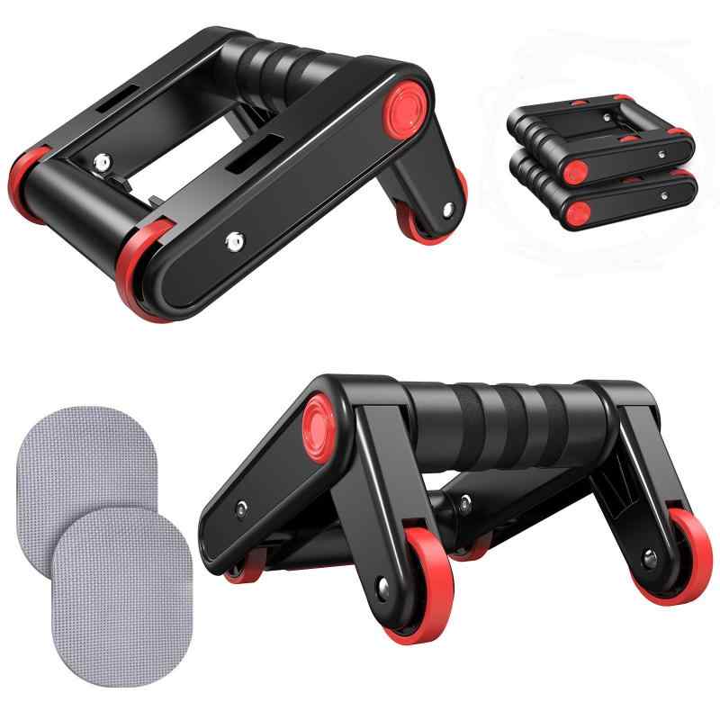 GMOLIS 2in1折りたたみ式腹筋ローラー プッシュアップバー兼用 多機能トレーニング器具 全身筋トレ対応..