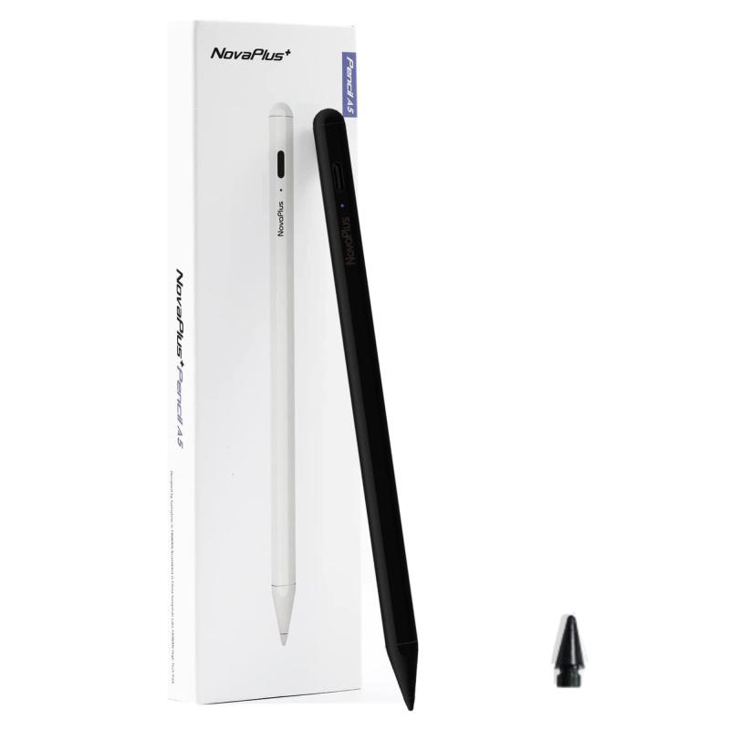 Novaplus A5 スタイラスペン タッチペン 高感度 傾き感知 磁気吸着機能 USB TYPE-C充電式 軽量 高耐摩耗性 iPad 6-9世代 / iPad Mini 6 / iPad Air 3-5世代 対応 文字入力 イラスト制作に最適