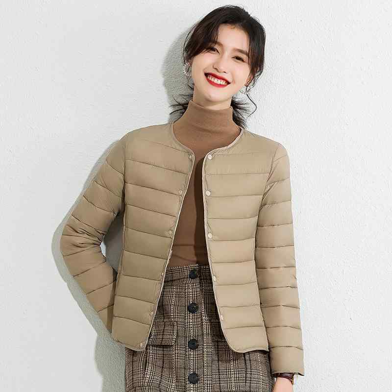 パディング ジャケット レディース 冬用 Vネック ベーシック カラー スリム フィット 保温 軽量 薄手 ショート 丈 コットン 素材 カジュアル レイヤード 日常使い