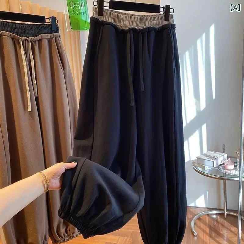 レディース 秋冬 厚手 ハイウエスト パンツ 伸縮ウエスト コントラストカラー 個性...