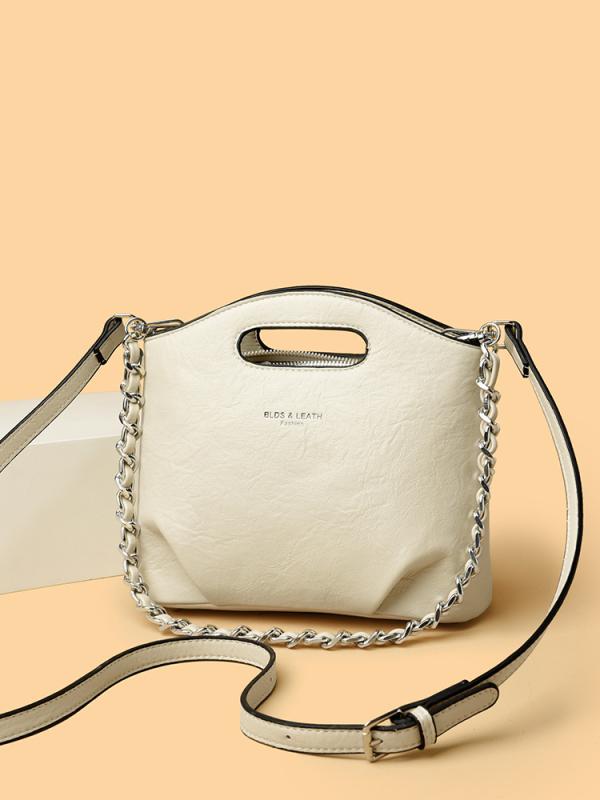 女性用 ハンドバッグ チェーン付き ショルダーバッグ 斜め掛け シンプル 無地 高級感 ファッション 鞄 普段使い カジュアル