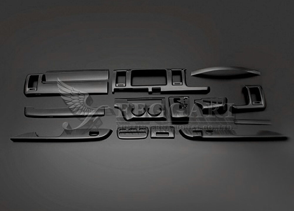 ハイエース/レジアスエース 200系(TRH2##/GDH2##/KDH2##) 1-3型 標準ボディ 黒木目 15ピース 3D立体 インテリアパネル 高品質 / フェガーリ FEGGARI ルナ インターナショナル LUNA