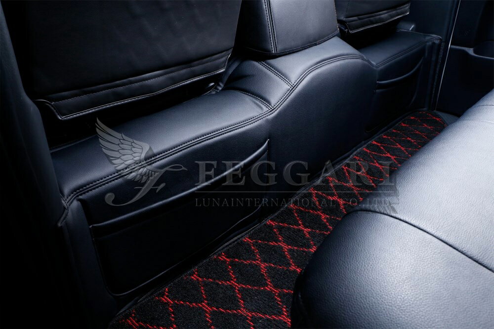 ハイエース / レジアスエース 200系 標準車用 セカンドフロアカバー ブラックレザー×ブラックステッチ ポケット有 高品質 / フェガーリ FEGGARI LUNA