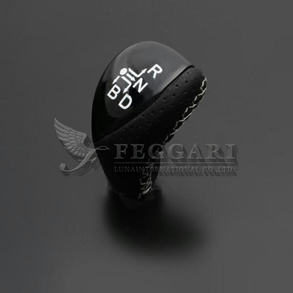 ノア/ヴォクシー/エスクァイア 80系(ZRR8#) ピアノブラック x シルバーステッチ 純正同等サイズ(Ver2) シフトノブ 高品質 / フェガーリ FEGGARI