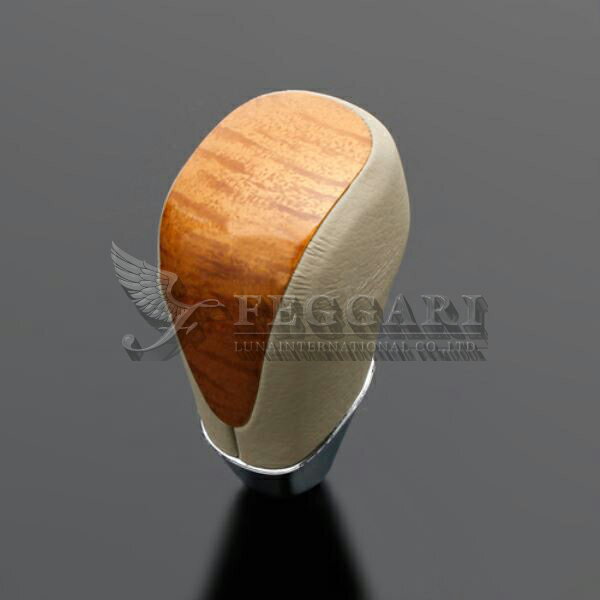 カローラアクシオ 140系/160系(NZE14#/NRE16#) ユーカリ茶木目 x グレージュ スタンダード シフトノブ 高品質 / フェガーリ FEGGARI