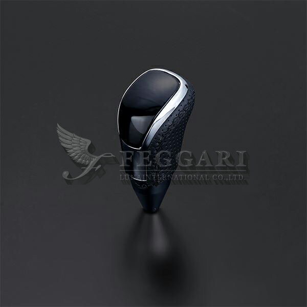 FEGGARI 汎用シフトノブ(STV101EBKL) 黒木目 x ブラックユーロステッチ Vタイプ ロング 適合サイズ:M8x1.25 ハイエース 1-7型/...