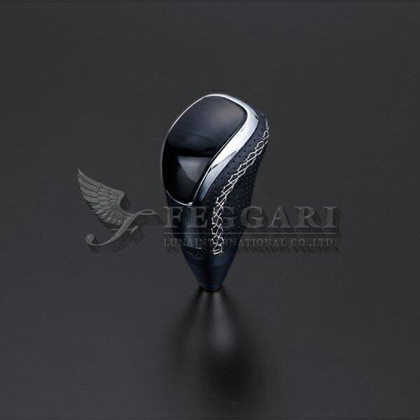 FEGGARI 汎用シフトノブ(STV101ESIL) 黒木目 x シルバーユーロステッチ Vタイプ ロング 適合サイズ:M8x1.25 ハイエース 1-7型/...