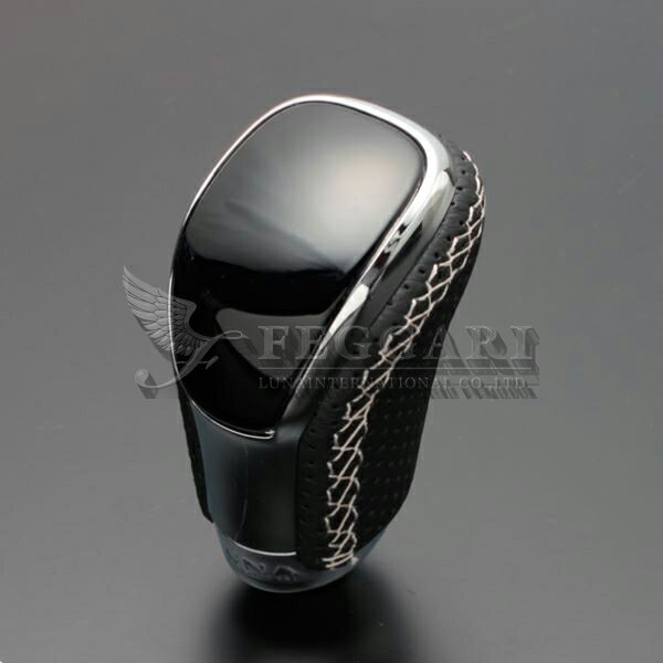 クラウン 210系 ピアノブラック x シルバーユーロステッチ Vタイプ スタンダードシフトノブ 高品質 / フェガーリ FEGGARI