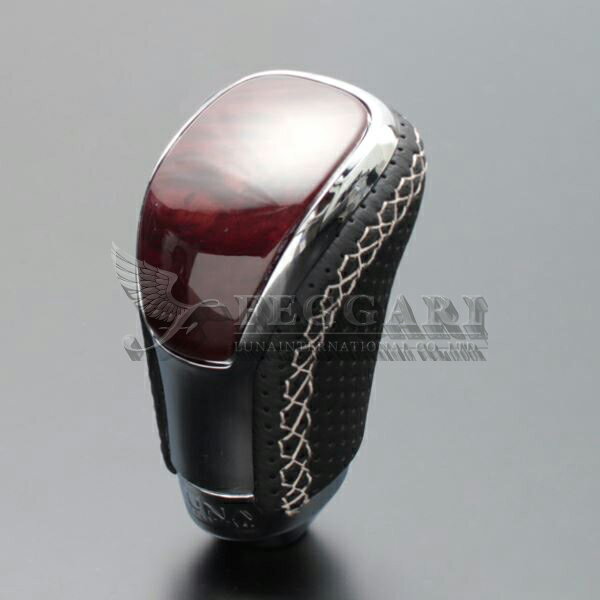 ジムニー JB23W(5型以降対応) ポプラ調茶木目 x シルバーユーロステッチ Vタイプ スタンダードシフトノブ 高品質 / フェガーリ FEGGARI