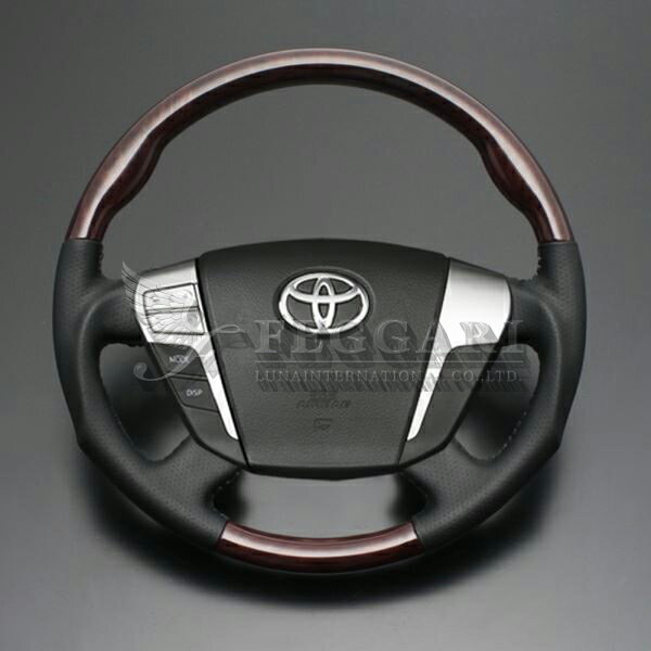 アルファード/ヴェルファイア 20系 ポプラ調茶木目 x ダークグレー ガングリップ ウッド パンチング本..