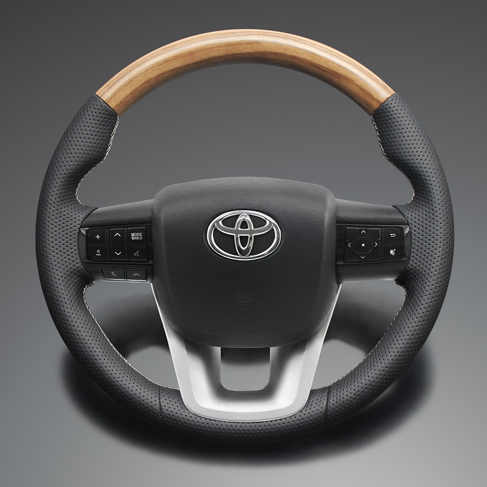 FEGGARI ランクル 70系(GDJ76W) ウッド＆レザーステアリング(純正交換) アッシュブラウン x PVCレザー(..