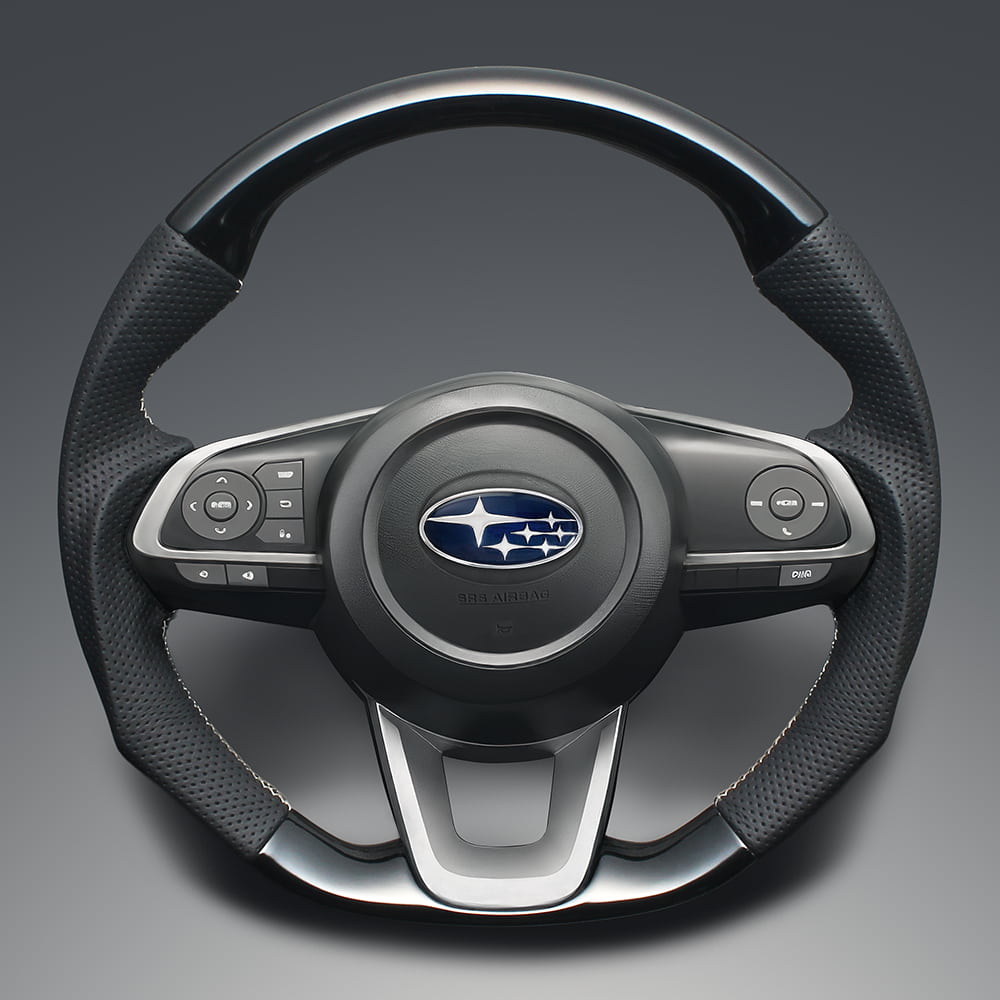 FEGGARI ジャスティ M900系(M900F/M910F) ウッド＆レザーステアリング(純正交換) ピアノブラック x PVCレザー(ダークグレー) x シルバー ユーロステッチ / LS198 フェガーリ