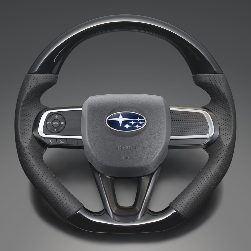 FEGGARI サンバーバン S700B/S710B ウッド＆レザーステアリング(純正交換) ピアノブラック x PVC(ダークグレー) x スポーティーDタイプ / LSHJ0 フェガーリ