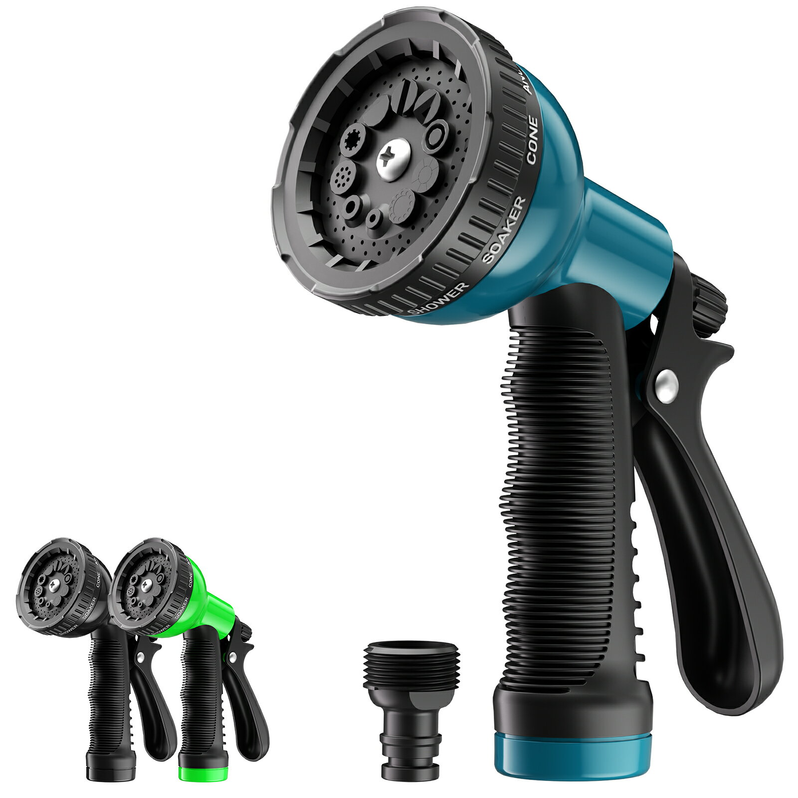 Rakuten - 送料無料 散水ノズル 10モード切替 ホースヘッド ホースノズル レバーレス ノズル フックで水量を固定・調節できる 先端 ノズル オシャレ 10タイプの散水パターン 高水圧対応 ガーデニング 洗車兼用 耐凍結設計 水漏れ防止 ブラック