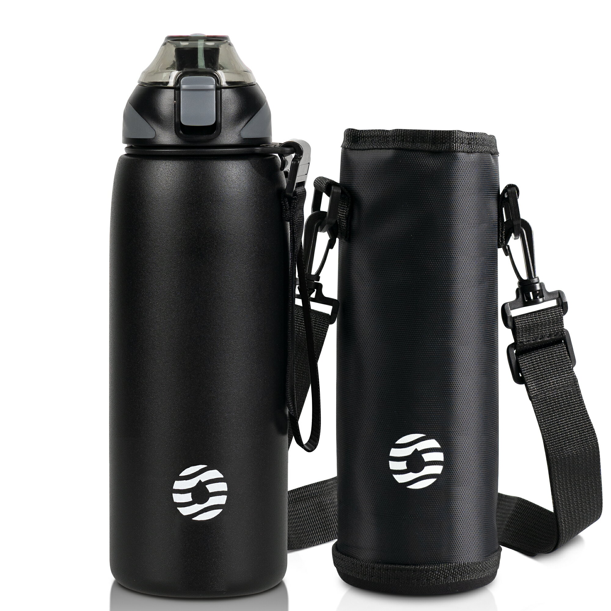 【送料無料】FJbottle 水筒 0.8リットル 真空断熱 ワンタッチ スポーツボトル 1L 保温 保冷 スポーツ飲料対応 広口 洗いやすい ステンレスボトル 水筒カバー 洗浄用スポンジ付き 女の子 男の子 おしゃれ 大人 子供