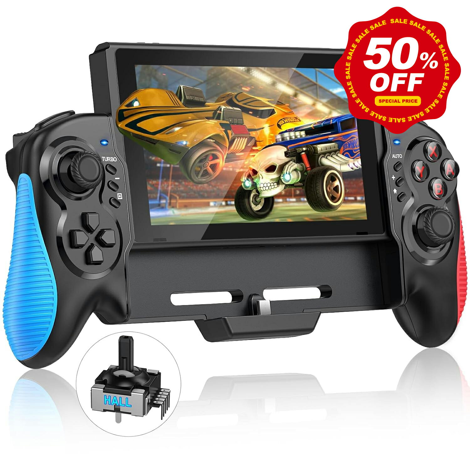 【300円クーポン配布中】Nintendo Switch Pro用 コントローラー switch/switch 有機el対応 グリップコントローラー BEBONCOOL ニンテンドーswitch proコントローラー ジャイロセンサー搭載 振動 有線接続ステイックキャップ交換 コード不要/充電不要 日本語説明書付き