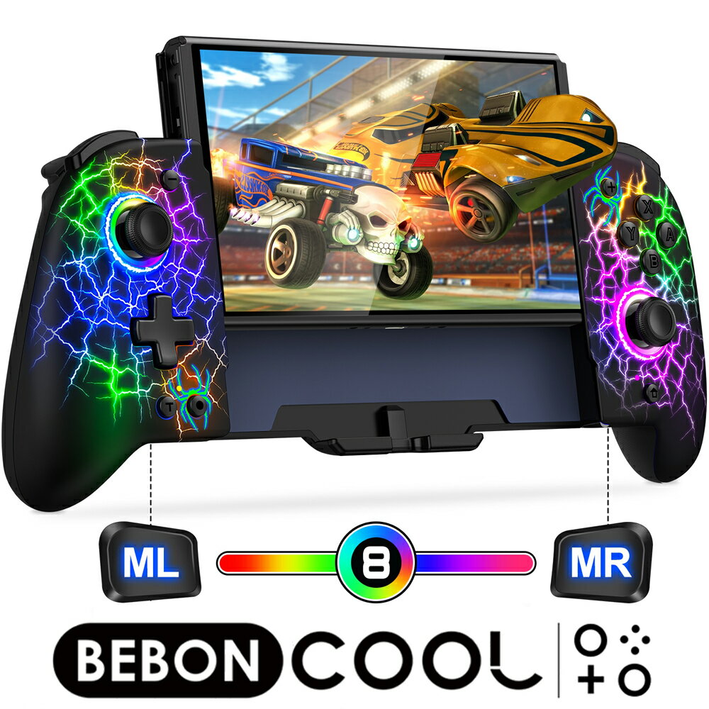 Switch コントローラー nintendo switch proコントローラー BEBONCOOL スイッチ プロコン マクロ機能 連射機能 9色変換RGBライト トリガーボタン 1000mAh スリープ復帰 アプリコントロール Switch/有機ELモデル対応 プレゼント