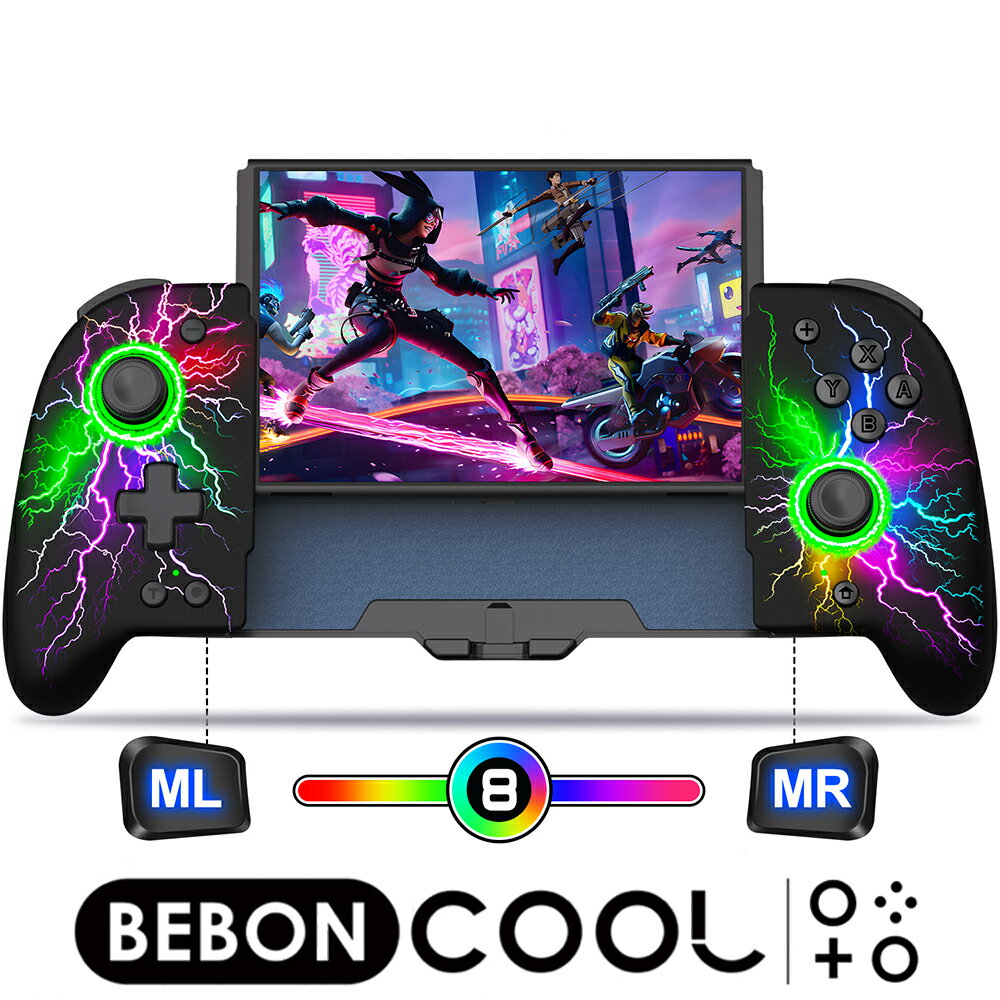 【進化版】Switch コントローラー nintendo switch proコントローラー BEBONCOOL スイッチ プロコン マクロ機能 連射機能 9色変換RGBライト トリガーボタン 1000mAh スリープ復帰 アプリコントロール Switch/有機ELモデル対応 プレゼント【1年保障】