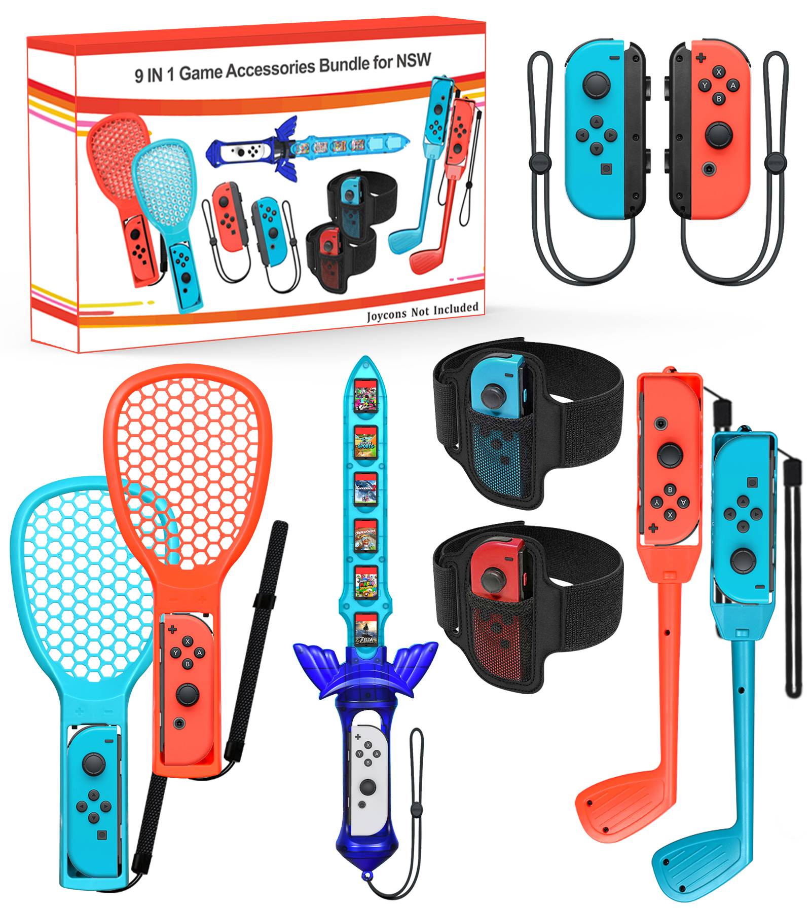 【9 in 1セット】 BEBONCOOL Nintendo Switch Sports ゲーム用 アクセサリーセット アクセサリバンドル 体感ゲーム対応 対戦実装 没入感体験 体感スポーツ対応 スイッチスポーツ アクセサリ スイッチ スポーツ セット