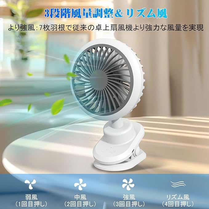 送料無料 Feisedyクリップ扇風機 卓上扇風機 充電式 USB扇風機 18時間使用可 36db...