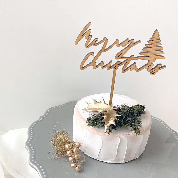 【P5倍！9/30 0:00~10/1 23:59】ケーキトッパー Merry Christmas 11cm | 木製 | クリスマスケーキ おしゃれ ウッド かわいい ギフト 男の子 女の子 赤ちゃん ベビーアルバム 飾り 装飾品 インスタ ブッシュドノエル クリスマスパーティ クリスマスイブ felice-7d-10000050 アニバーサリー雑貨 felice サンプル画像2