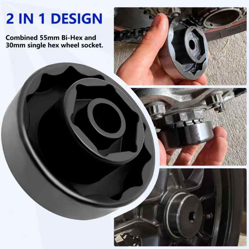 ZKTOOL 30mm/1.2インチ 55mm/2.2インチ バイク用フロントリアホイール車軸ナットソケットツール ドゥカティ 1098 1198 1199 Street Fighter 1098 Panigale Diavel Multistrada