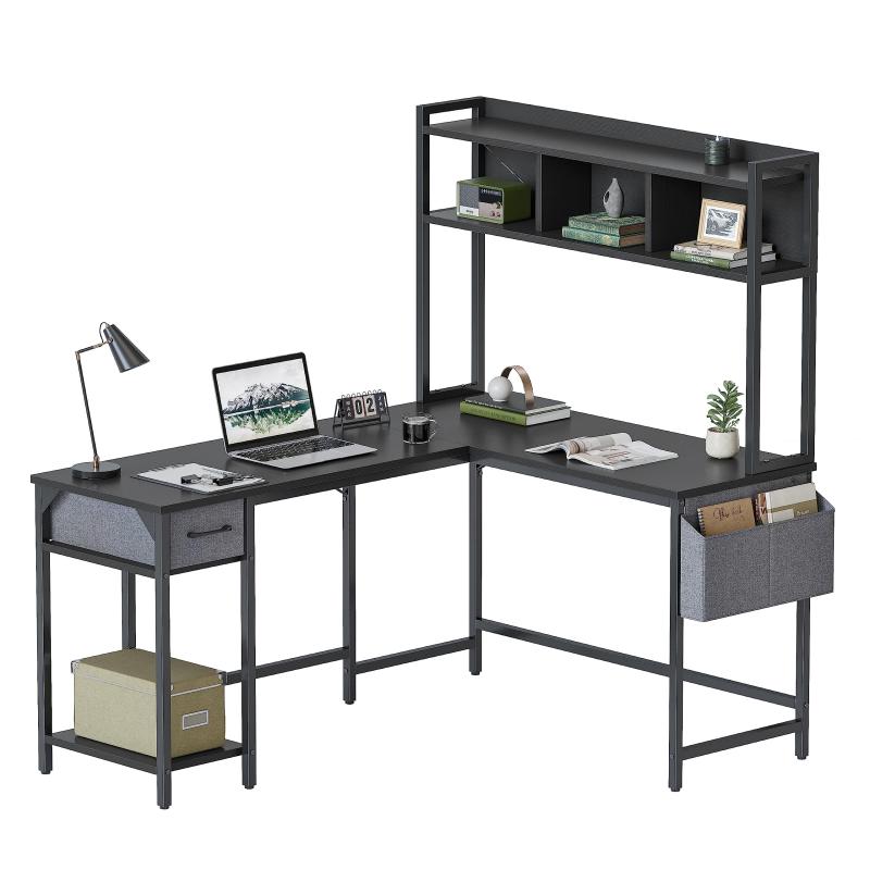 Cubiker L字デスク パソコンデスク ラック付きデスク 収納シェルフ ゲーミングデスク 机 勉強机 作業机 学習机 desk