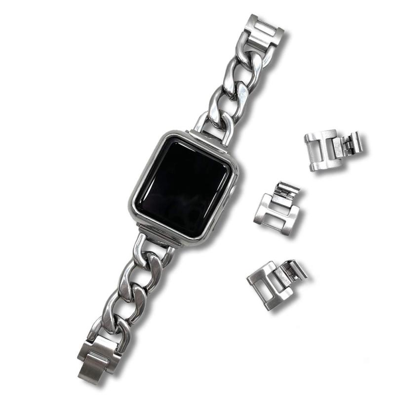 [YGGSTORE] Apple Watch互換品 セパレート マット チェーン バンド ステンレス ブレスレット ベルト 工具不要 交換 互換 シルバー 銀