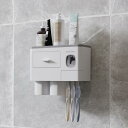 ヒュービディック HuBDIC 歯ブラシスタンド 歯ブラシホルダー 接着式 壁掛け 歯ブラシ立て コップ立て マグネット うがいコップ 浮かせる 自動歯磨き粉ディスペンサー 6スロット 歯ブラシハ