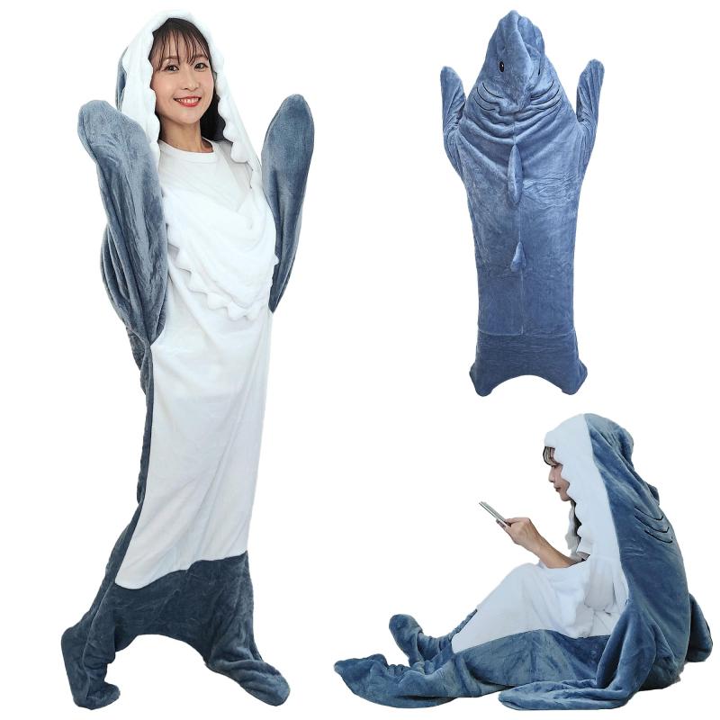[Happy mono] サメ パジャマ 着る毛布 サメパジャマ サメ 寝袋 サメ 着ぐるみ 大人 着るブランケット ..