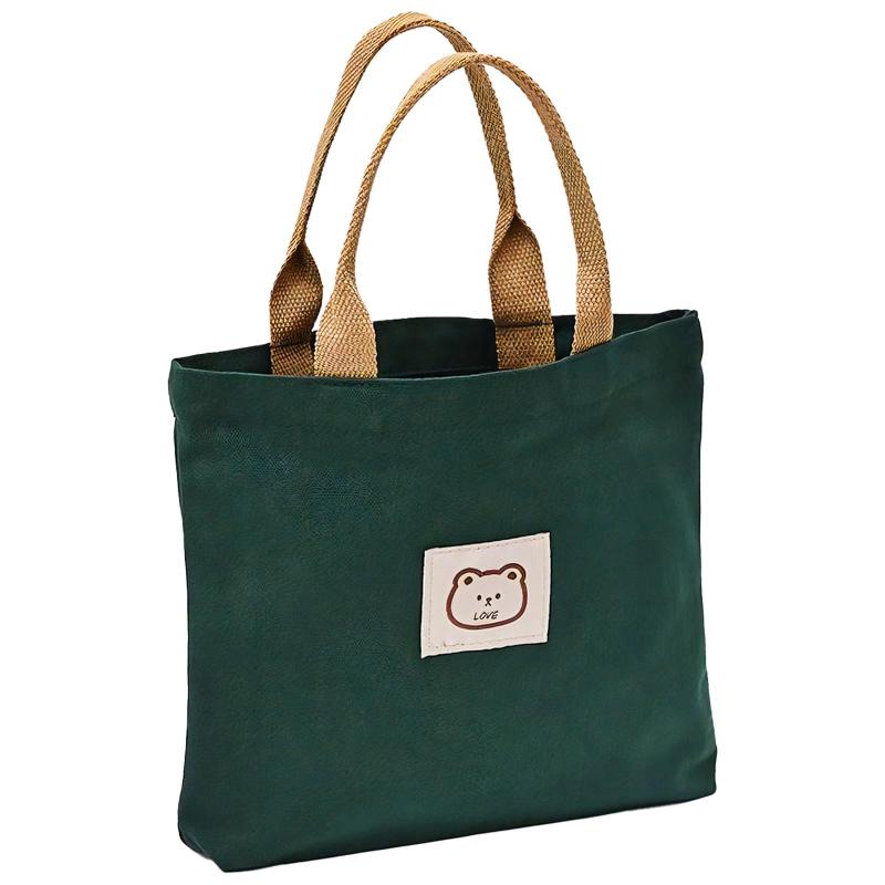 Rakuten - [Constlia] ミニトートバッグ レディース ファスナー付き ミニバッグ かわいいくまさんロゴ 薄型 小さめ キャンバス バッグ