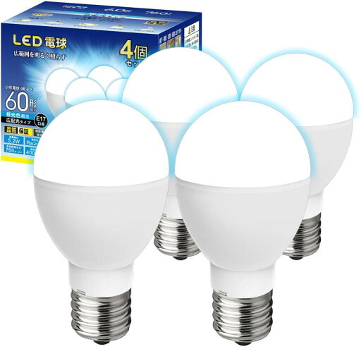 ミニクリプトン形 LED電球 E17口金 60W形相当 760lm 5W 小形電球 「ネック部 : スリムタイプ」・ 高輝度 広配光タイプ 密閉器具対応 4個セット ミニクリプトン形 LED電球 E17口金 60W形相当 760lm 5W 小形電球 「ネック部 : スリムタイプ」・ 高輝度 広配光タイプ 密閉器具対応 4個セット