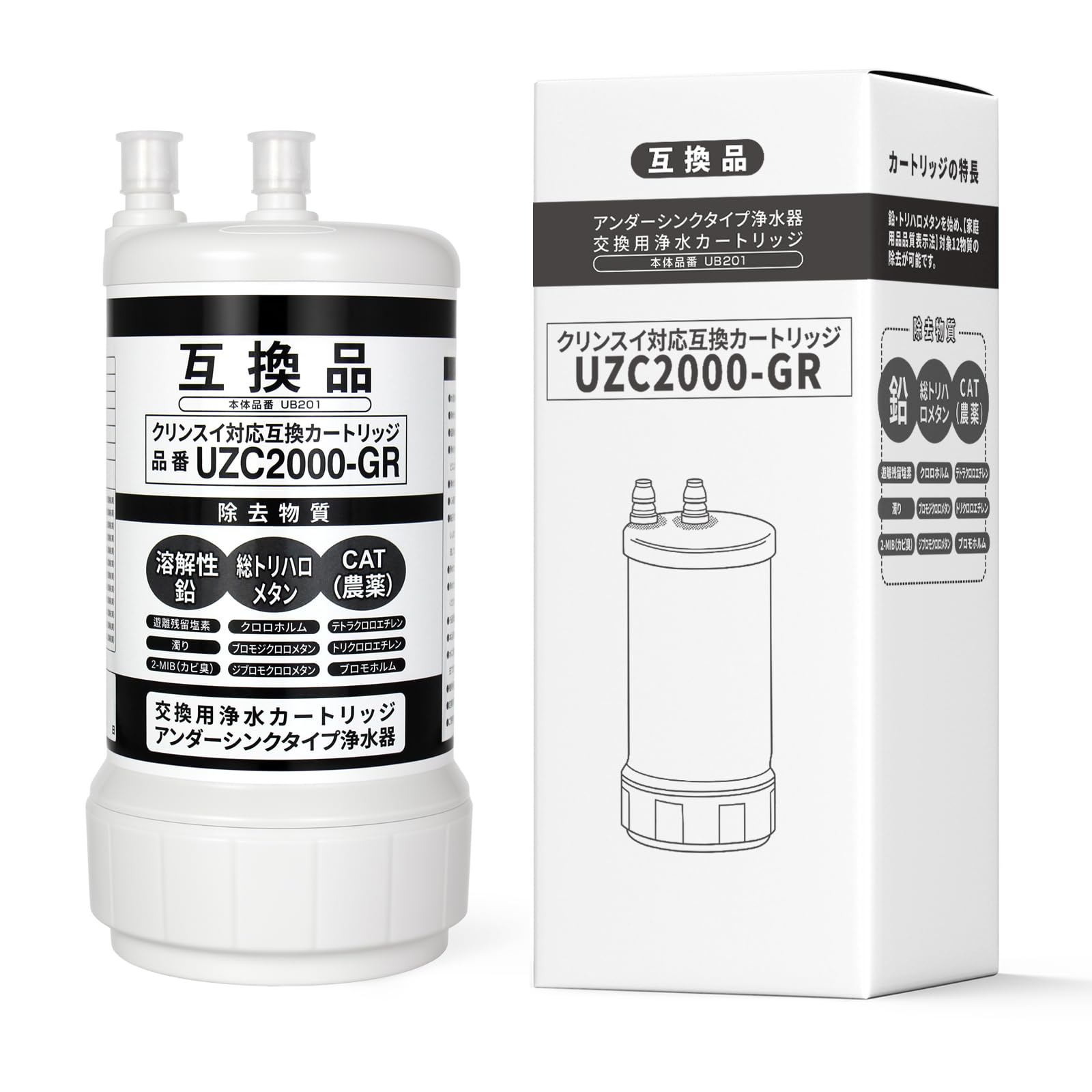 【対応機種をご確認】KS-403XU(JW)、KS-460SXU(JW)、KS-462SXU(JW)、A101、A601、A602、F704、F903、F913、F914HU、F914KHU、F914EHU、F914KEHU、F914ECO、F914C1、F914ZC、F914ZC、F914BK、AL680、AL700、A103、A104、A501、F504、F603、F604、F703、F803、TK301BX、TK301BRX、TK301BR、TK302B2、TK302B2X、TEK300 【高性能&大容量】浄水能力の方面では、基本の12物質に加えPFASも除去!形は小さいですが、総濾過水量は1000Lほど、一年ぐらい(1日20L使用した場合)使えようになります。純正品ではないですが、体の安全を守るため、様々なテストを経過し、純正品と同様の浄水能力を発揮できことを保証します。 【互換性のある品番】UZC2000、UAC0827-GN、HUC17021、BUC12001、SENT012KA、TH634-2。浄水能力と物質除去数は違いますが、同じ機種に対応できます。お役に立てたら、幸いです。 【注意事項】 水道水の水質基準に敵合した水でご使用ください。 浄水カートリッジは定期的に交換してください。 浄水カートリッジの取替時期の目安は、使用水量、水質、水圧などにより異なります。 くみ置きした浄水は、なるべく早くご使用ください。 毎日の使用開始時は浄水を15秒以上流してからご使用ください。 2日以上ご使用にならなかったときは、浄水を1分以上ながしてからご使用ください。 【正規品ではございませんが】互換品ですが、全て対応浄水器に取り付けテストを十分したから、適性や浄水の能力などに対してご安心ください。正規品より安いのは、本店が生産者と直接対応し、大量の浄水カートリッジを注文したからです。