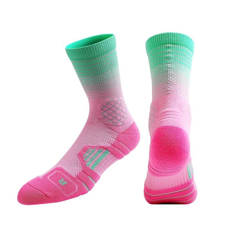 [Aqinmony] スポーツソックス バスケットボールソックス メンズ グラデーション 試合/練習用 靴下ソム..