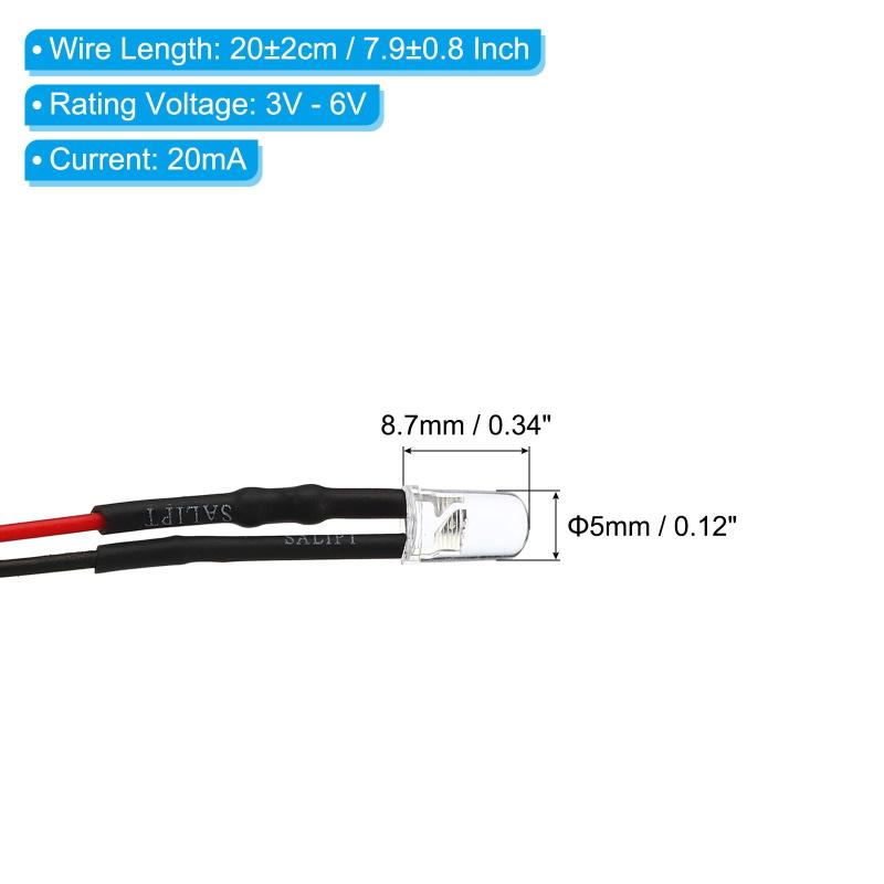 PATIKIL 3V - 6V 5mm LED発光ダイオード 12個 配線済み ミニLEDライト 電球 発光ランプ RC DIY インジケーター照明装飾用 ピンク