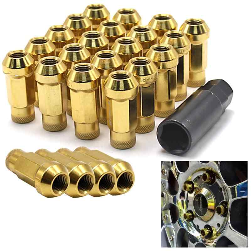 Wellvie classy ハイエース スチール ホイールナット M12×P1.5 金 24個 ソケット付属 貫通 レーシング..