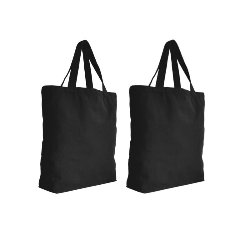 Rakuten - [MsO] 16L トートバッグ キャンバス (大) (ポケット付) (ブラック）2個セット